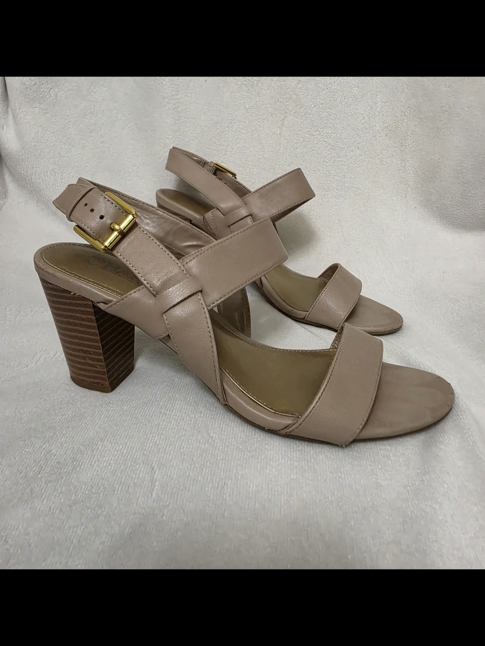 Chaps Taupe Strappy Block Heel Sandals